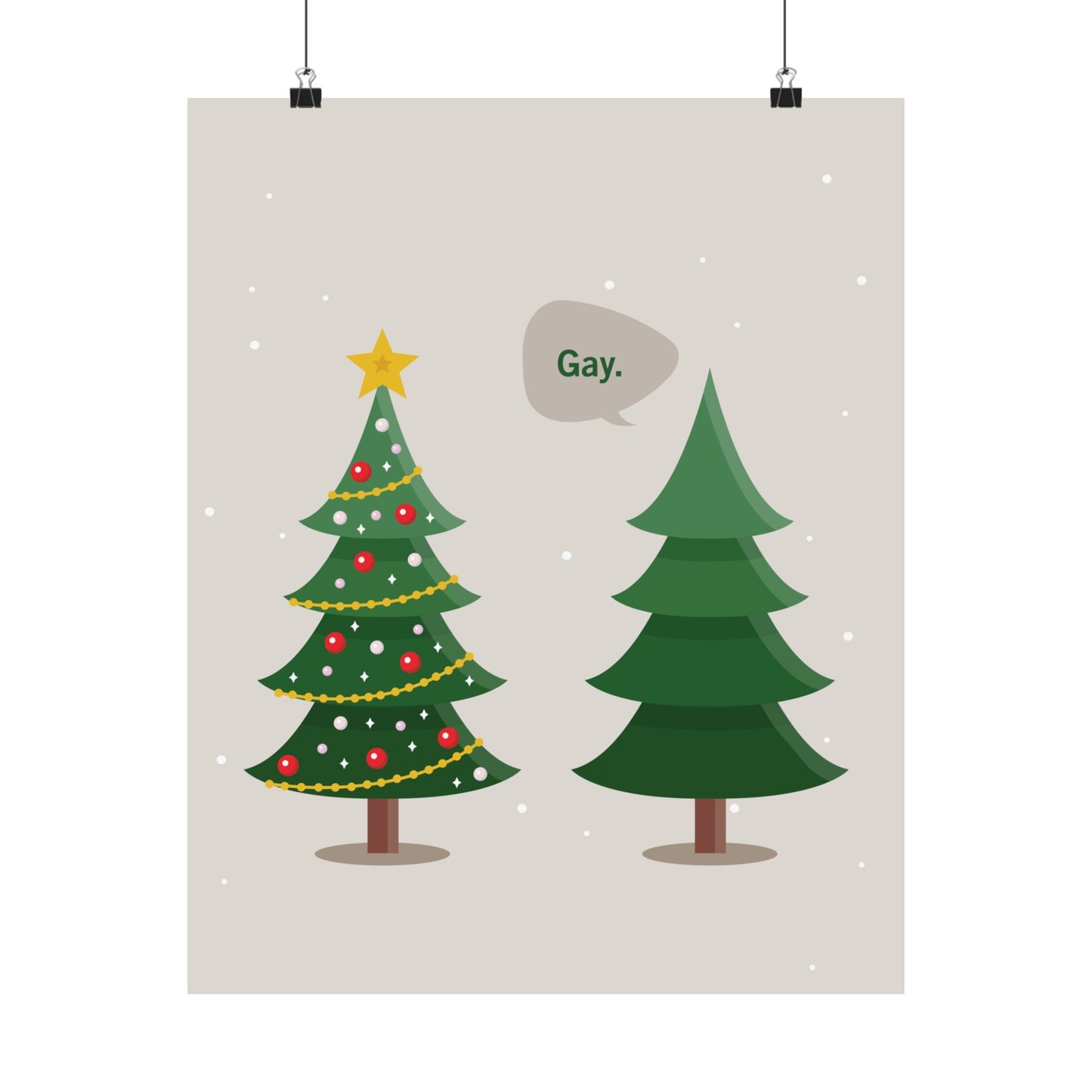 Gay. Christmas Print – Funny LGBTQ Holiday Wall Art, Minimalist Christmas Decor, Matte Giclée Print (8×10, 16×20, 24×36)