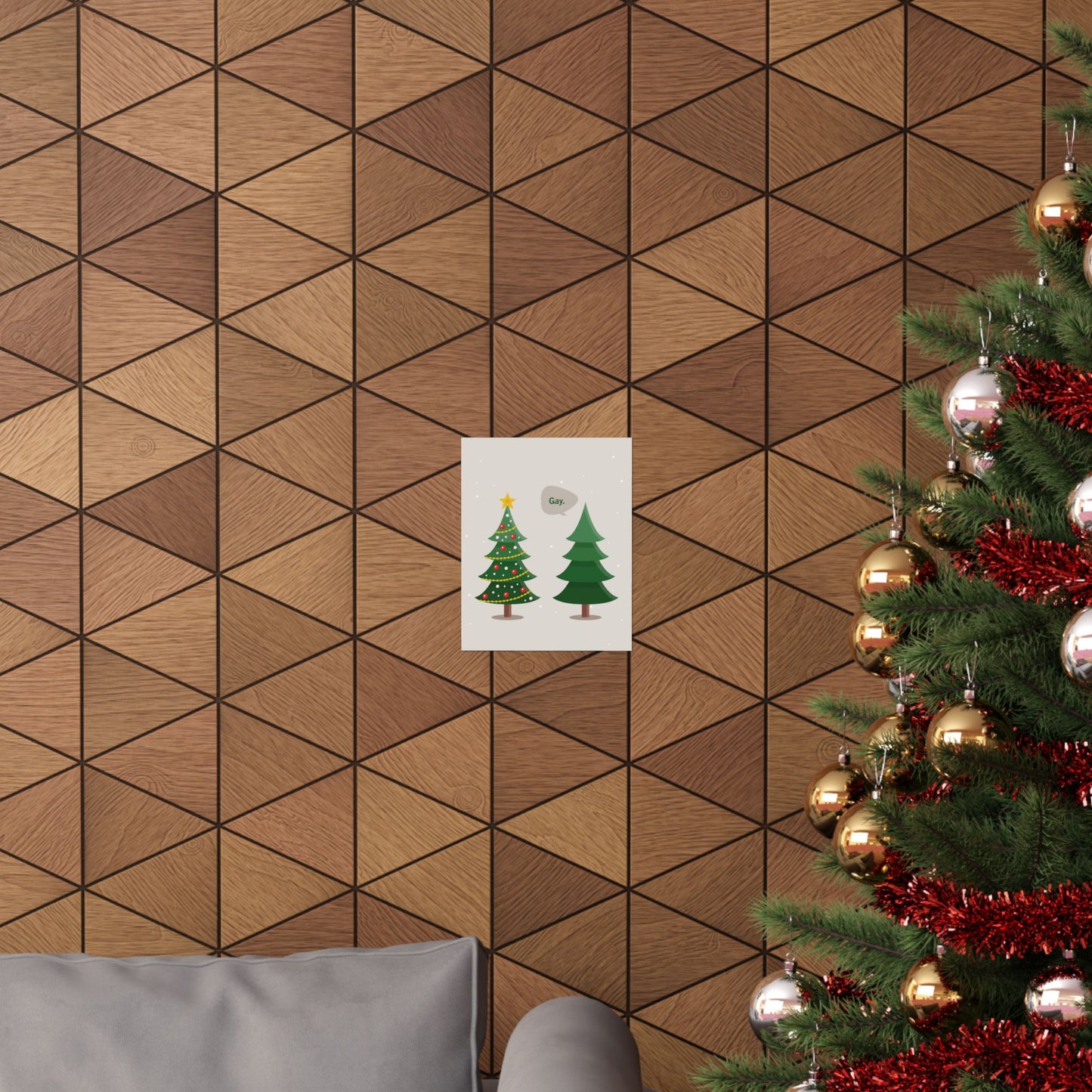 Gay. Christmas Print – Funny LGBTQ Holiday Wall Art, Minimalist Christmas Decor, Matte Giclée Print (8×10, 16×20, 24×36)