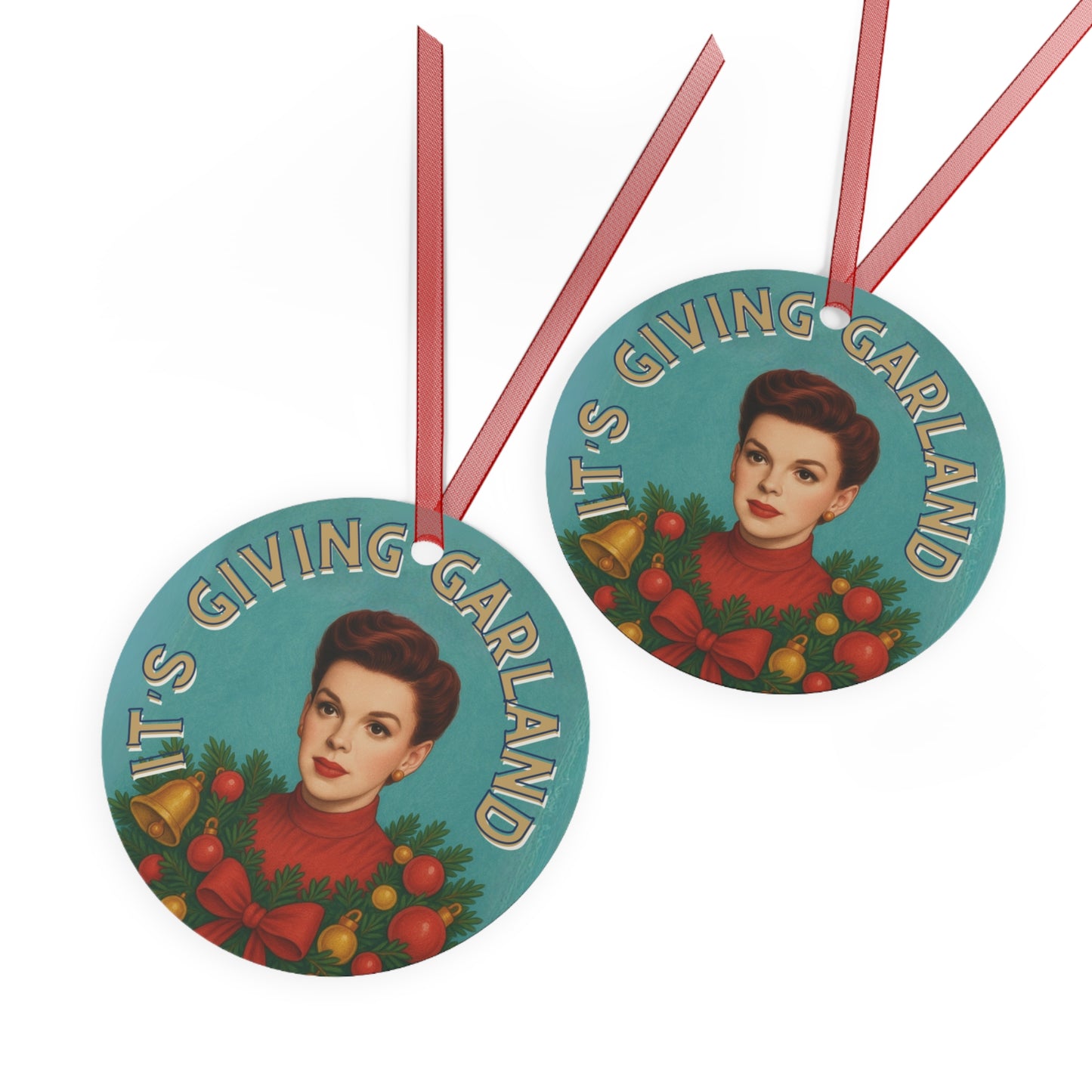 Judy Garland Christmas Ornament, Retro Portrait, Holiday Decoration