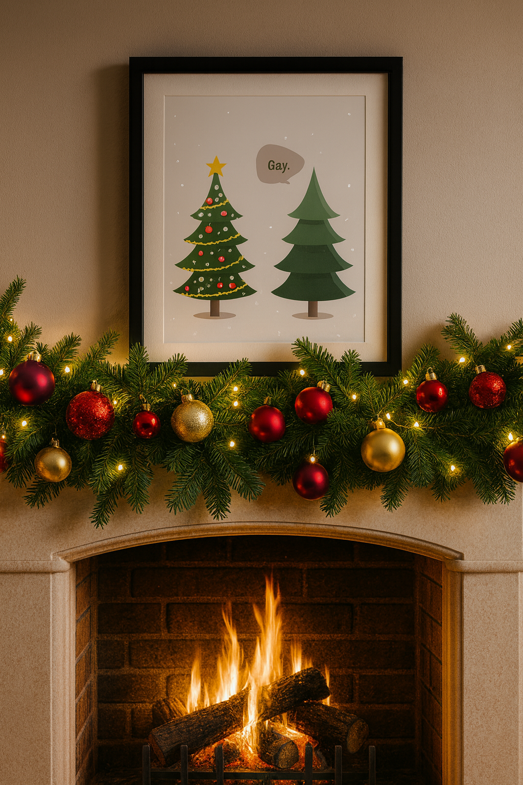 Gay. Christmas Print – Funny LGBTQ Holiday Wall Art, Minimalist Christmas Decor, Matte Giclée Print (8×10, 16×20, 24×36)