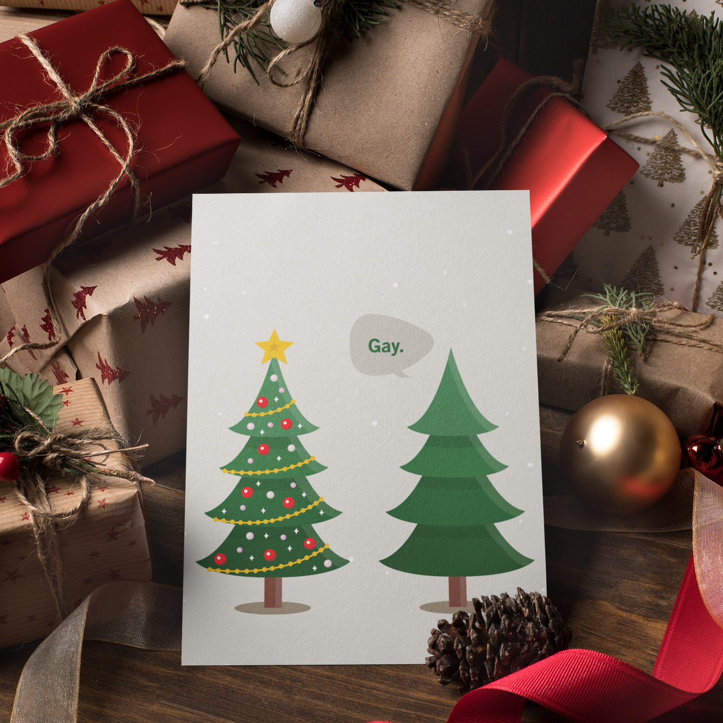 Gay. Holiday Card — Festive & Fabulous Greeting Cards (1, 10, 30, and 50pcs)