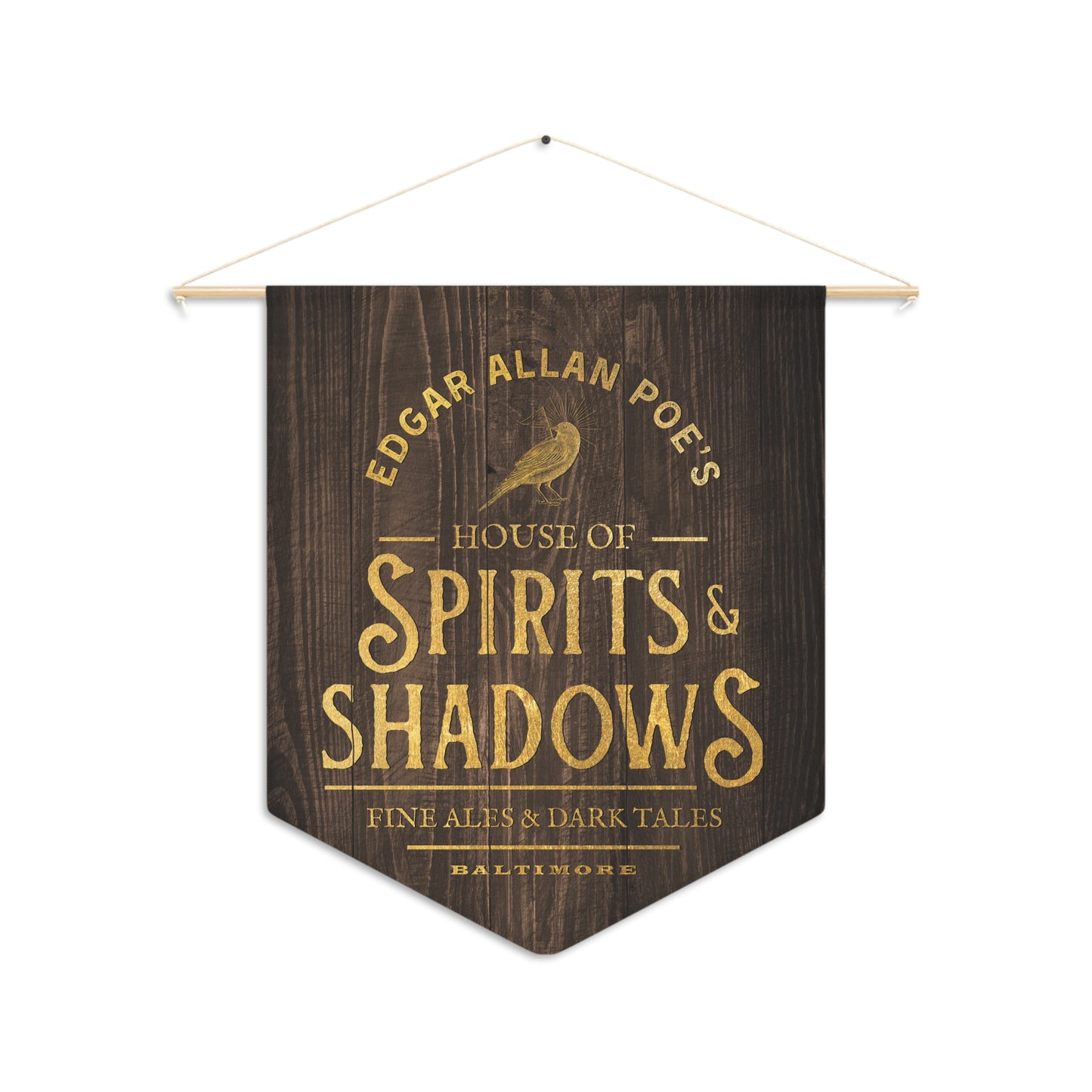 Edgar Allan Poe’s House of Spirits & Shadows Tavern Pennant – Gothic Wall Hanging