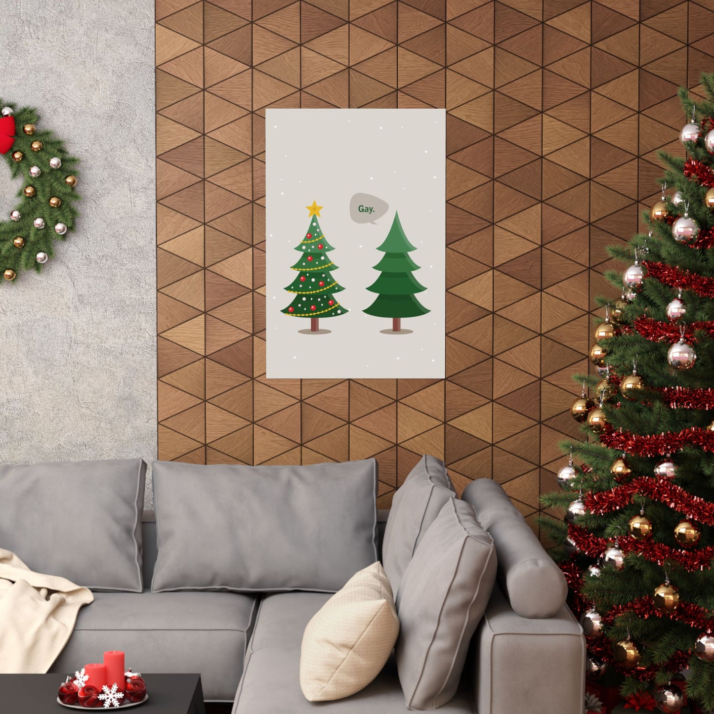 Gay. Christmas Print – Funny LGBTQ Holiday Wall Art, Minimalist Christmas Decor, Matte Giclée Print (8×10, 16×20, 24×36)