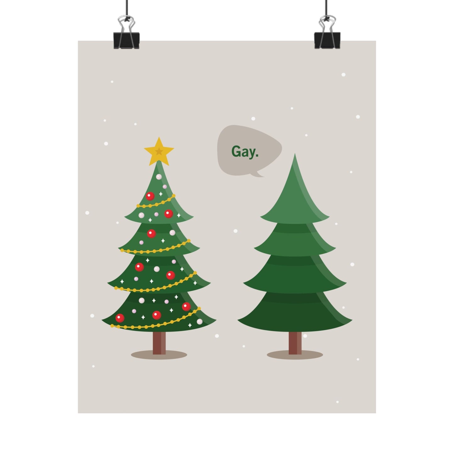 Gay. Christmas Print – Funny LGBTQ Holiday Wall Art, Minimalist Christmas Decor, Matte Giclée Print (8×10, 16×20, 24×36)
