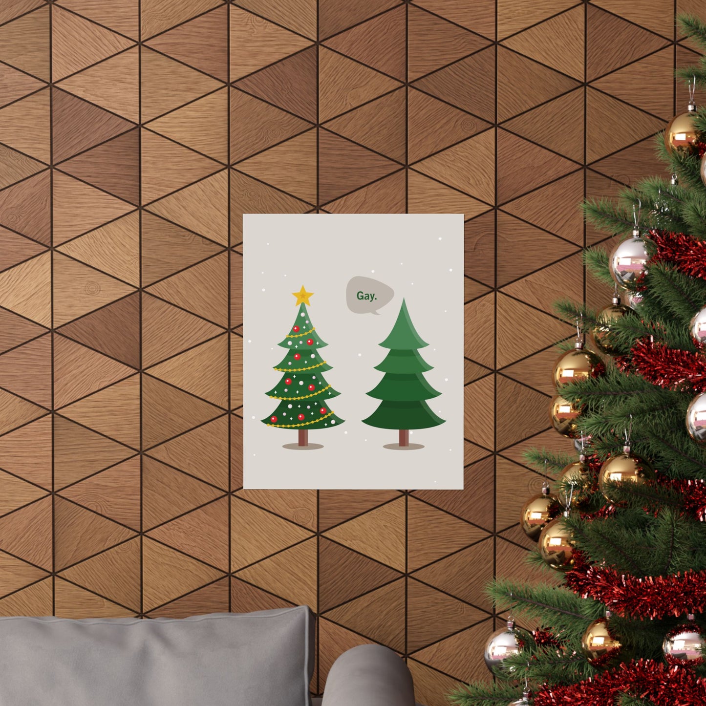 Gay. Christmas Print – Funny LGBTQ Holiday Wall Art, Minimalist Christmas Decor, Matte Giclée Print (8×10, 16×20, 24×36)